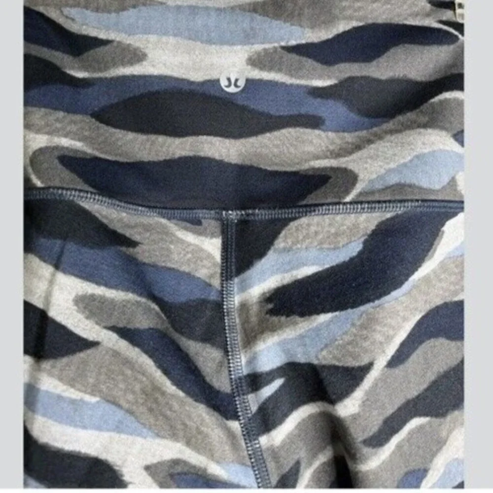Lululemon Size 8 Wunder Under Pant Hi Rise Full Luon Camo Blue Cotton Soft Feel
